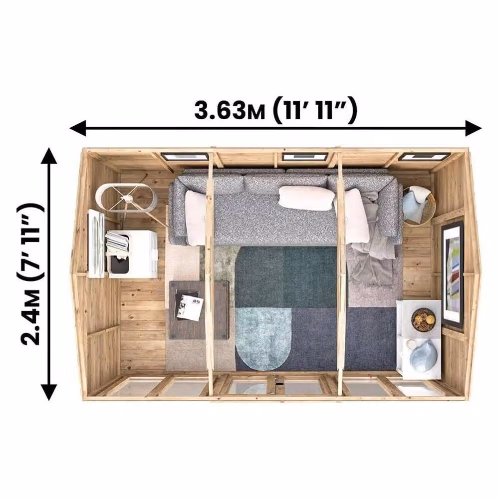 Dunster House RagePanda Modular Reverse Apex Summerhouse in Tan with Windows, W: 360 cm, D: 240 cm, H: 240 cm – 2