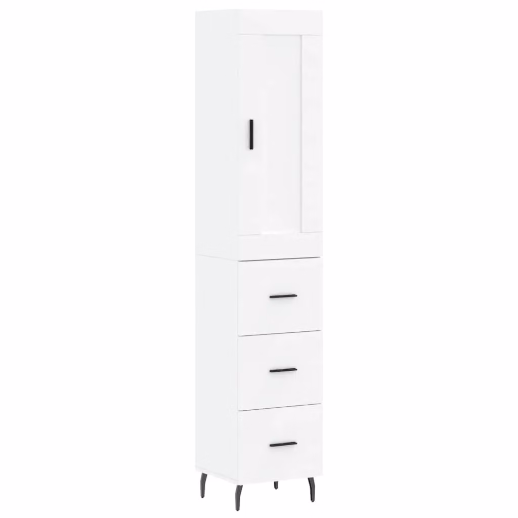 Berkfield Home White Modern Highboard with Hinged Doors and Internal Shelves, W/D/H: 34.5 x 34.0 x 180.0 cm – 2