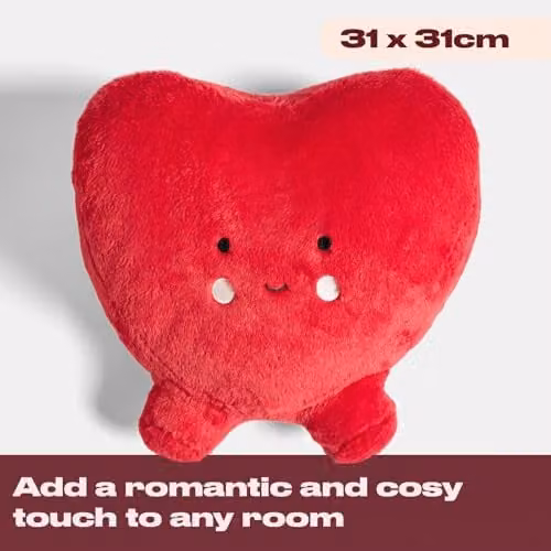 OHS Red Teddy Fleece Heart Shaped Cushion, W/D/H: 35 x 31 x 61 cm – 4