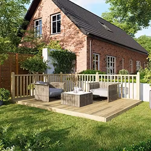Powersheds Premium Wooden Decking Kit with Hand Rails in Brown