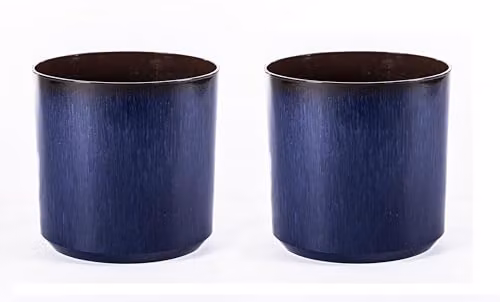 Garden Gear Ocean Blue and Grey Glazed Cylinder Planter Pot, W/D/H: 26 x 26 x 31 cm