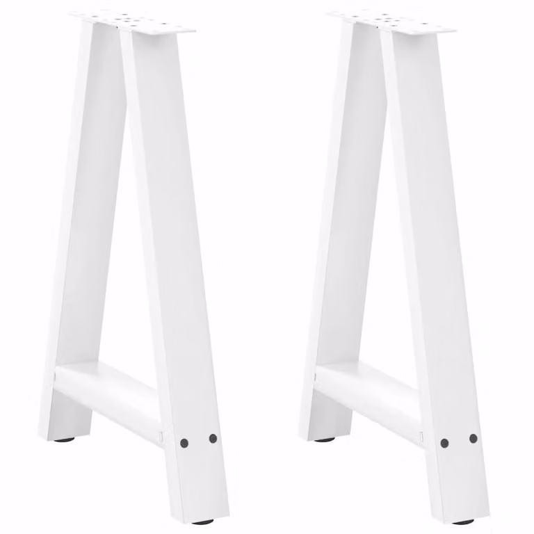 Berkfield Home A-Shaped Steel Coffee Table Legs, 2 Pieces, White, W: 60 cm, H: 72-73 cm