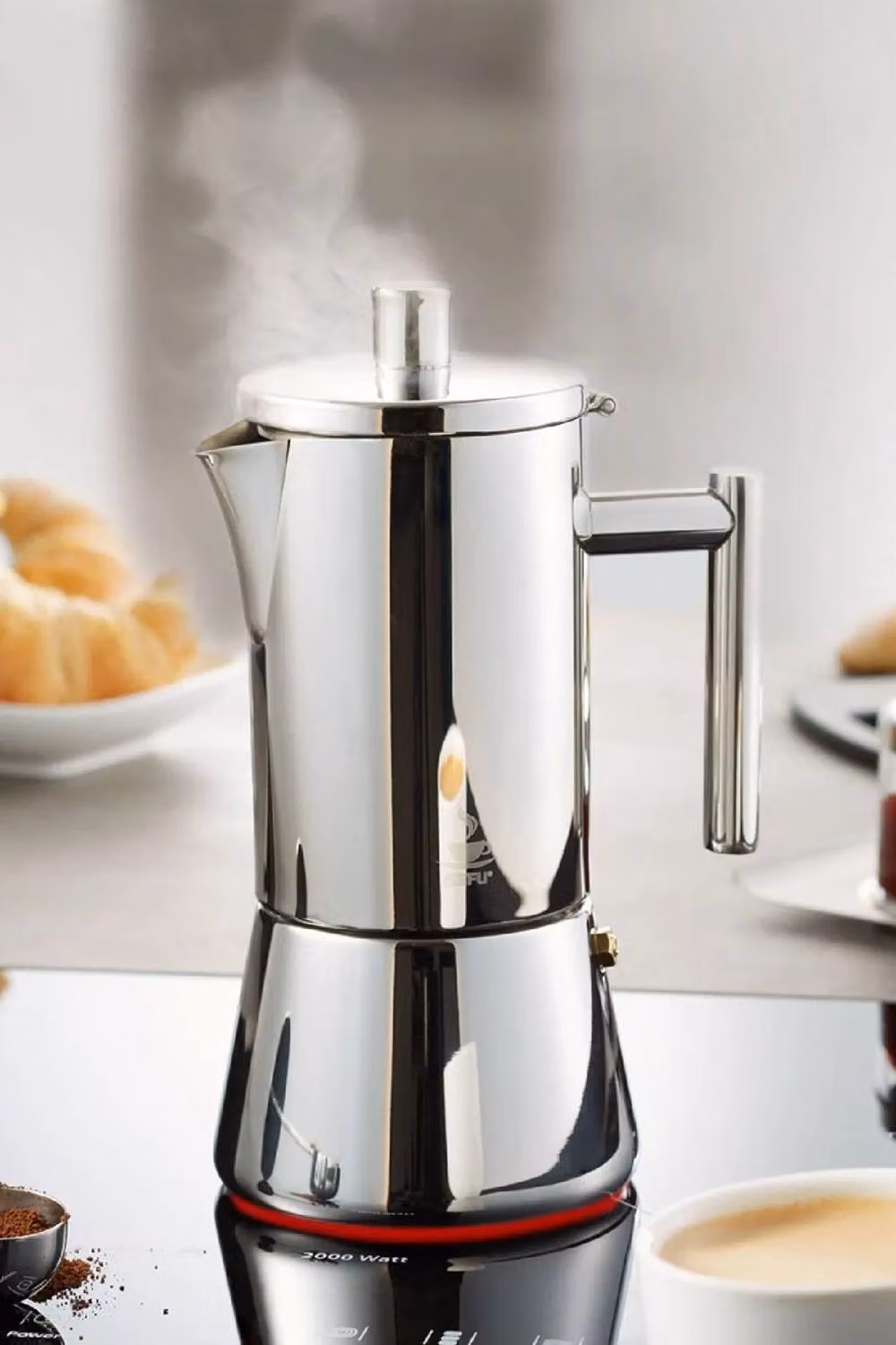 Gefu Nando 4-Cup Stovetop Espresso Percolator, Induction Compatible, Silver – 2