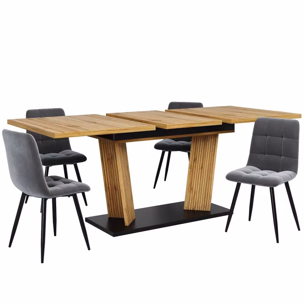 Matteo Modern Extendable Rectangular Dining Table in Brown Oak Effect Wood – 3