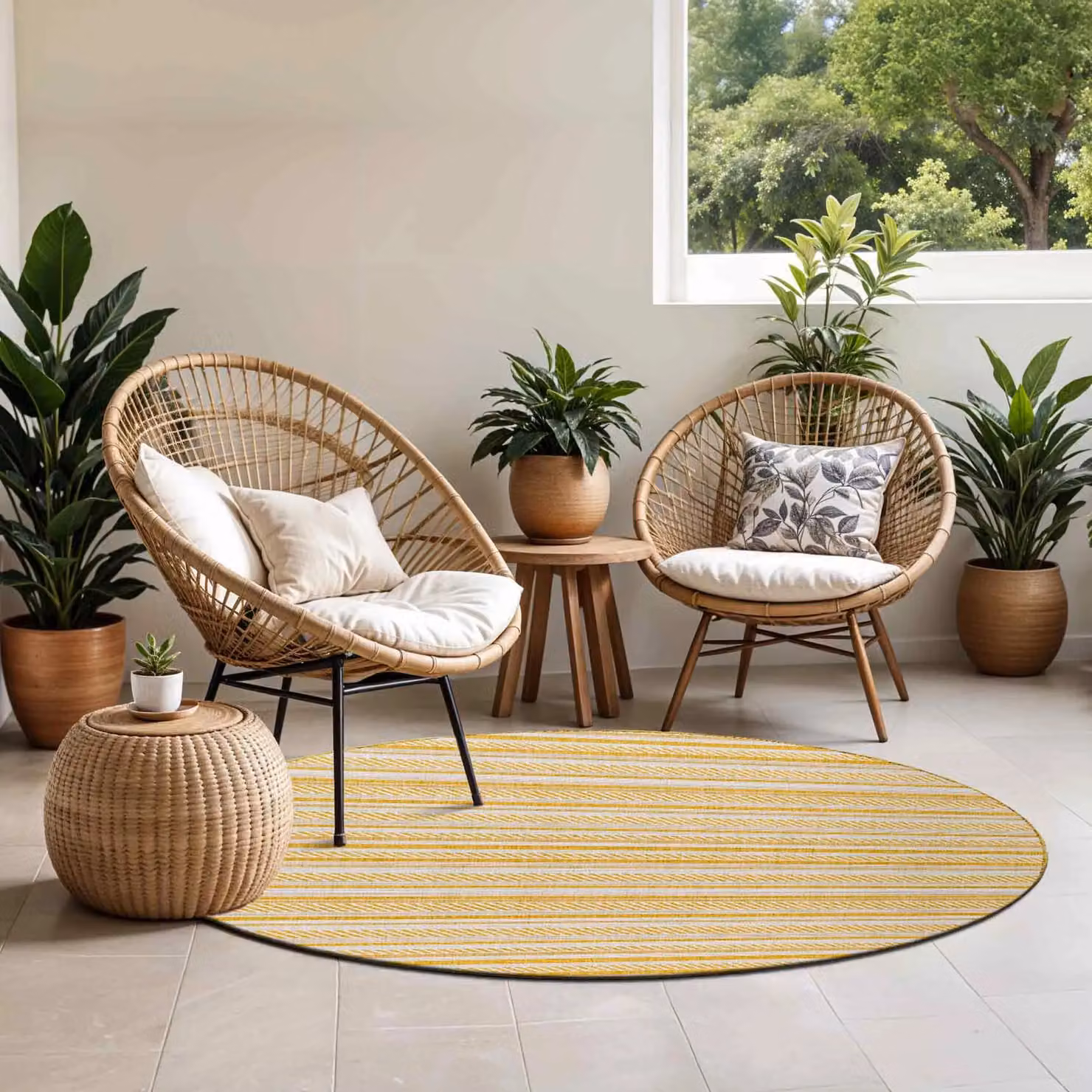 Livabliss Aegean-Global Yellow Round In- & Outdoor Rug, Diameter: 160 cm – 3