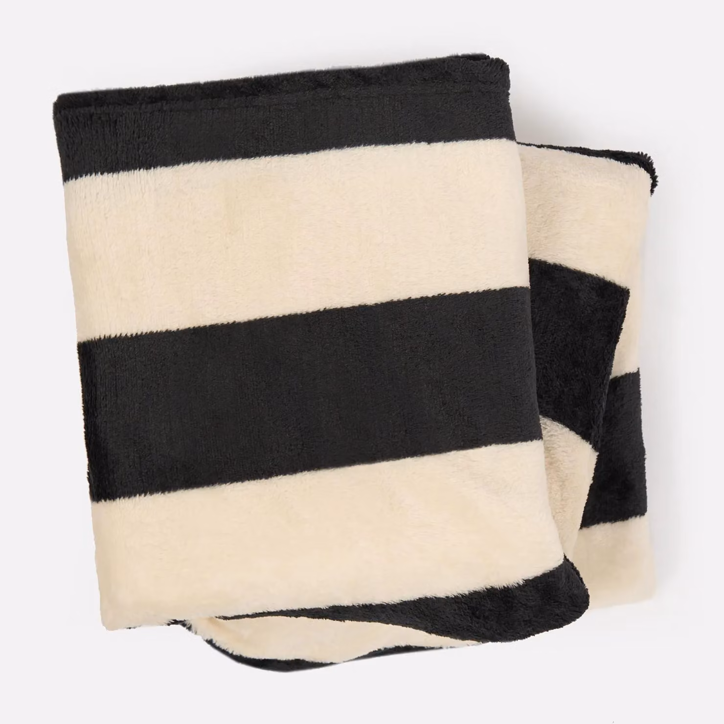 OHS Striped Polyester Fleece Throw Blanket in Black and White, W/D/H: 125 x 150 cm – 4