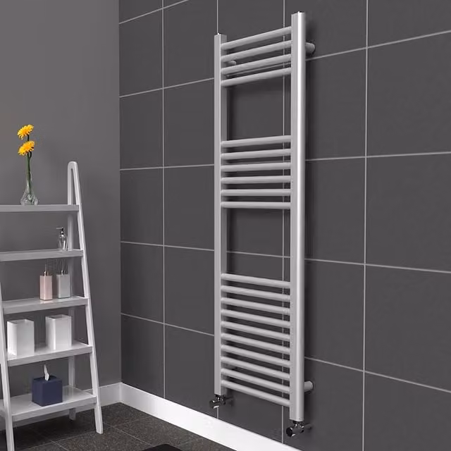 Lux Heat Coloured Steel Towel Radiator in Silver, W/H: 400 x 1200 mm