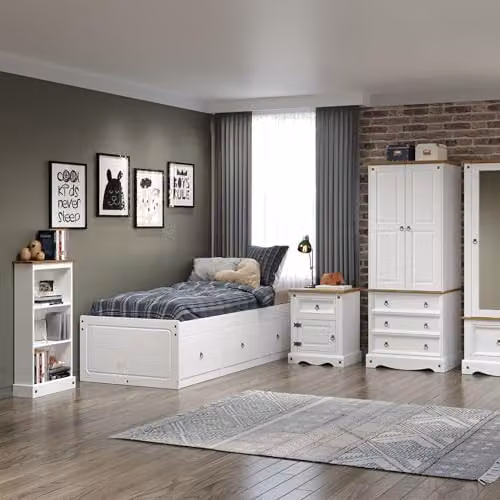 Core Products Corona White Waxed Pine Single Cabin Bed Frame with Drawers W/D/H: 90 x 190 x 91.44 cm – 3