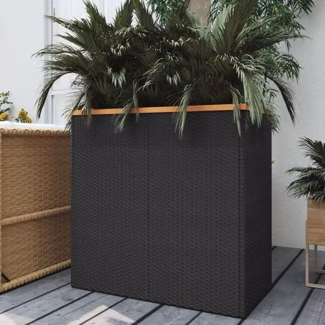Berkfield Home Black Poly Rattan Planter W/D/H: 80 x 40 x 80 cm