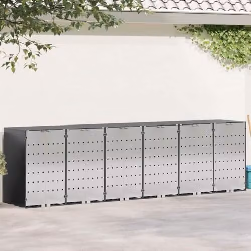 vidaXL Steel Wheelie Bin Storage for 6 Bins in Anthracite – 2