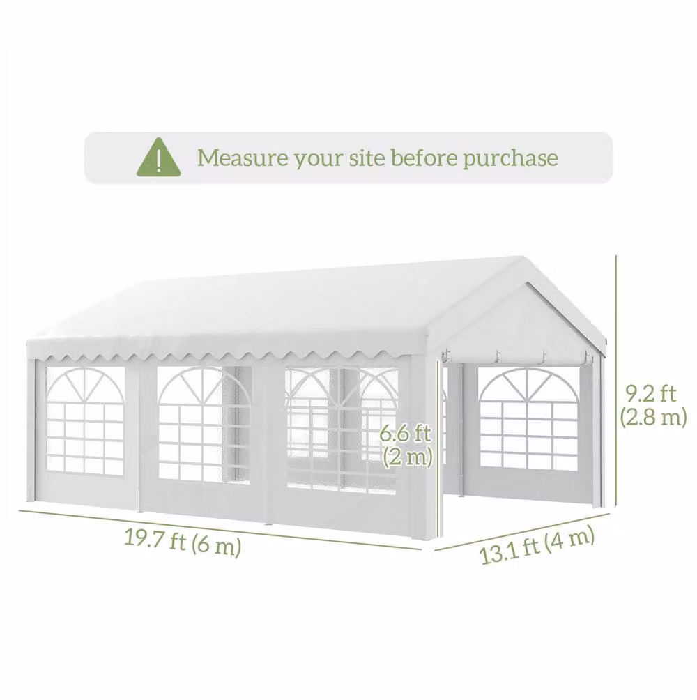 STILVORA White Garden Gazebo with Gable Roof and Removable Sides, W: 600 cm, D: 400 cm, H: 280 cm – 3