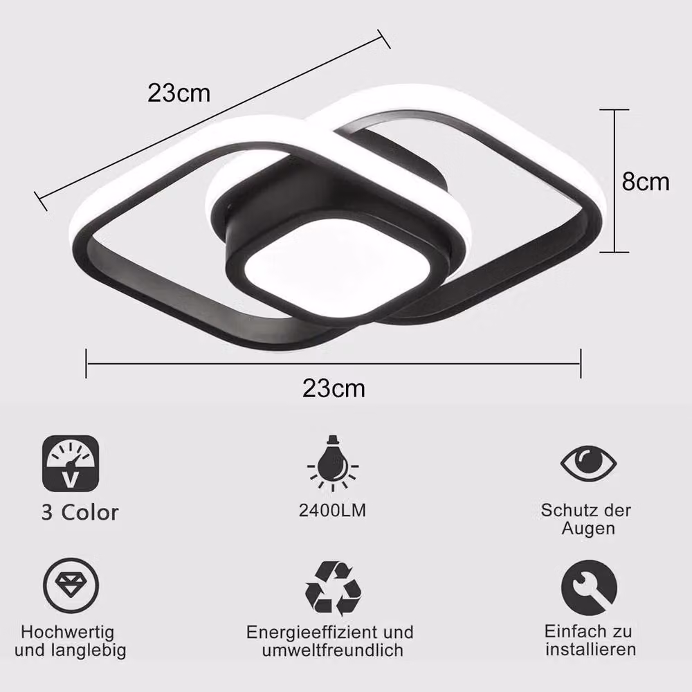 Havendro Modern Dimmable LED Ceiling Light in Black – 2