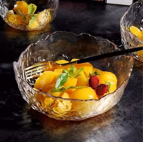 Eden & Willow Wavy Gold Edge Glass Serving Bowls, Medium, 4 Pieces, Transparent and Gold – 3