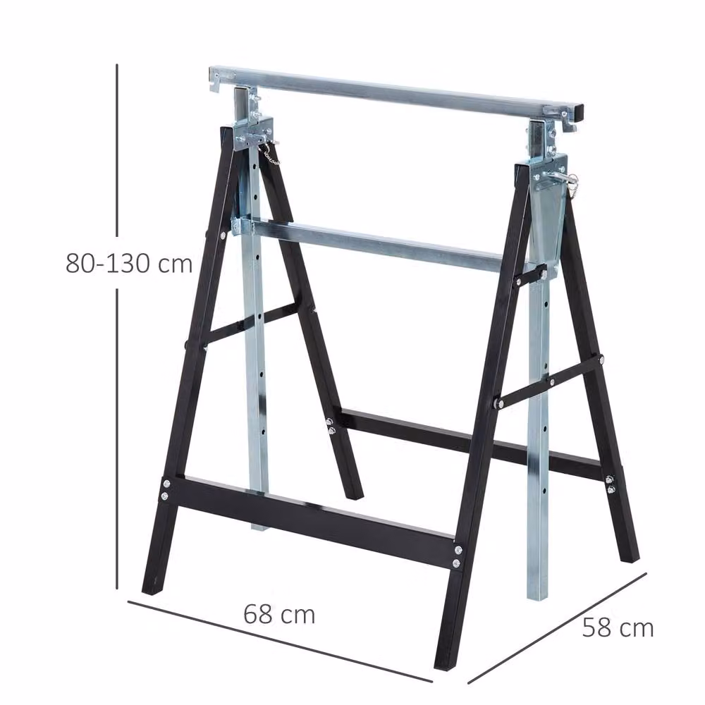 STILVORA Set of 2 Adjustable Steel Saw Horses in Black – 4