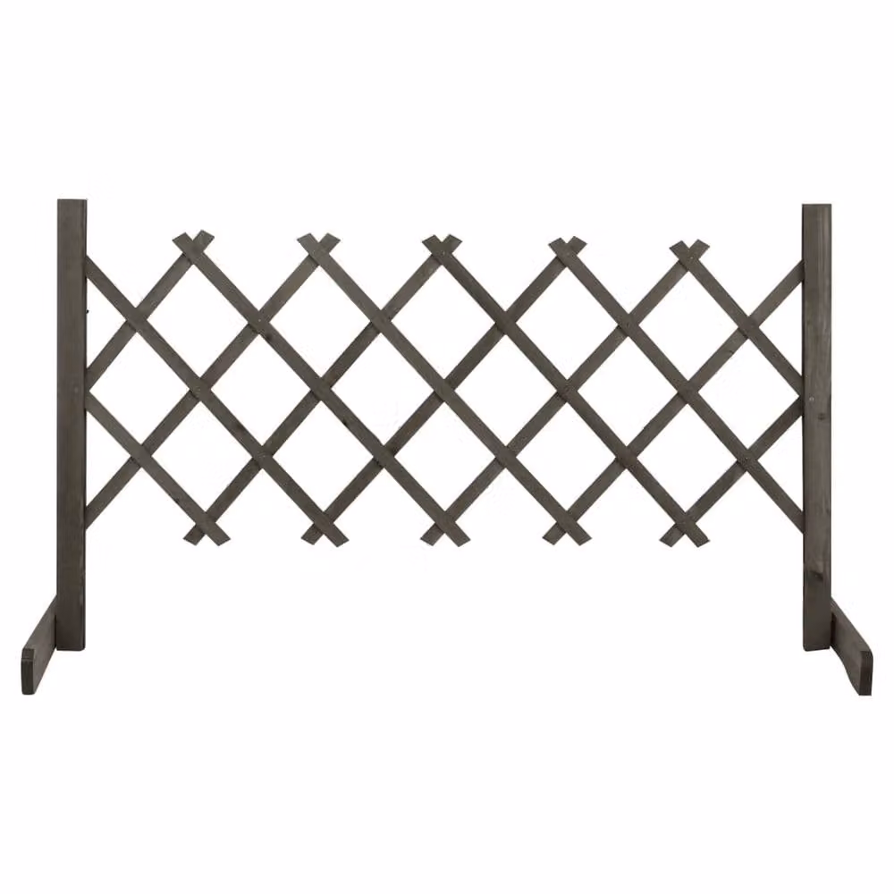 Berkfield Home Grey Wood Garden Trellis Fence, W: 120 cm, H: 60 cm – 1
