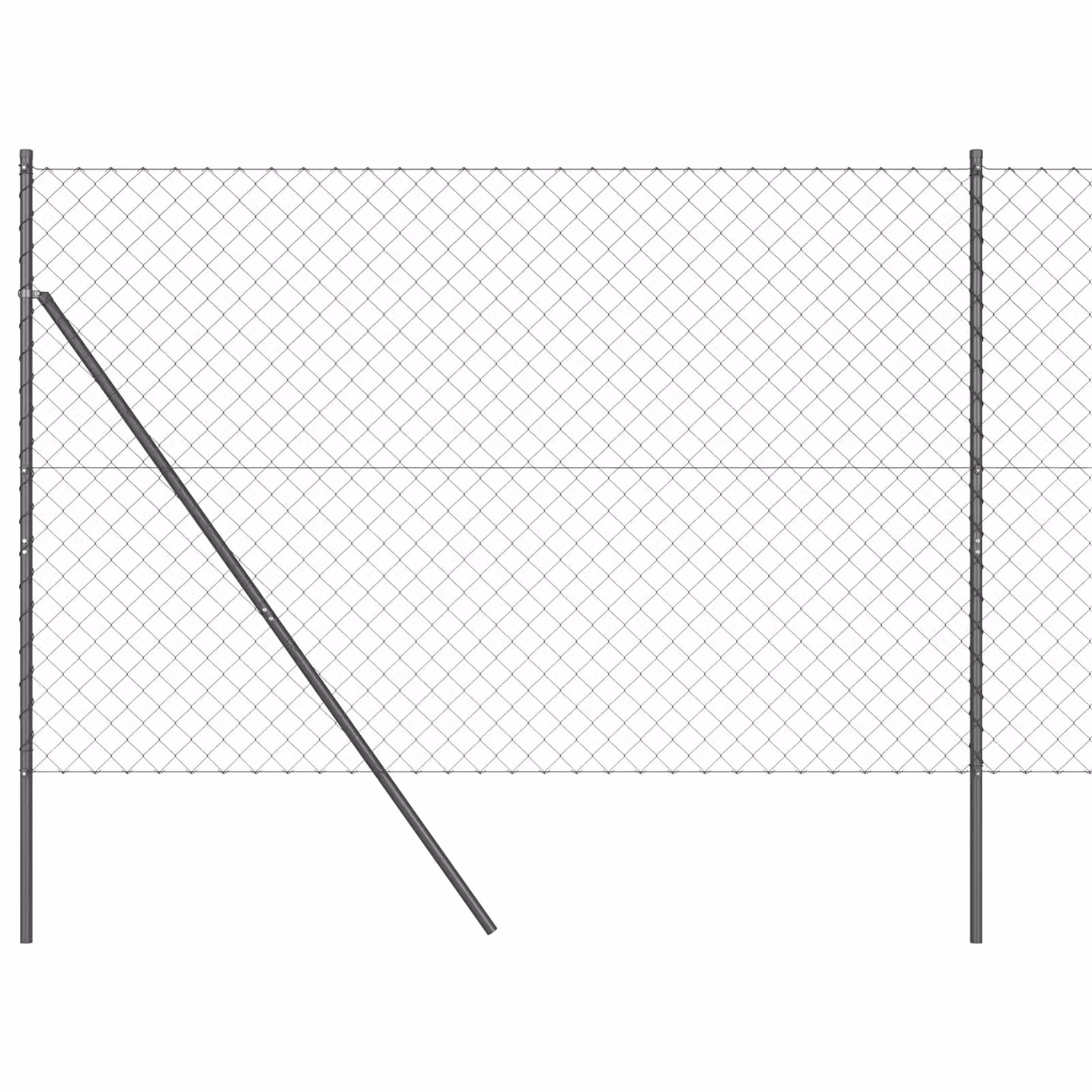 Berkfield Home Grey Galvanised Steel Chain Link Fence with 7 Posts, W: 10 m, H: 1.6 m – 2