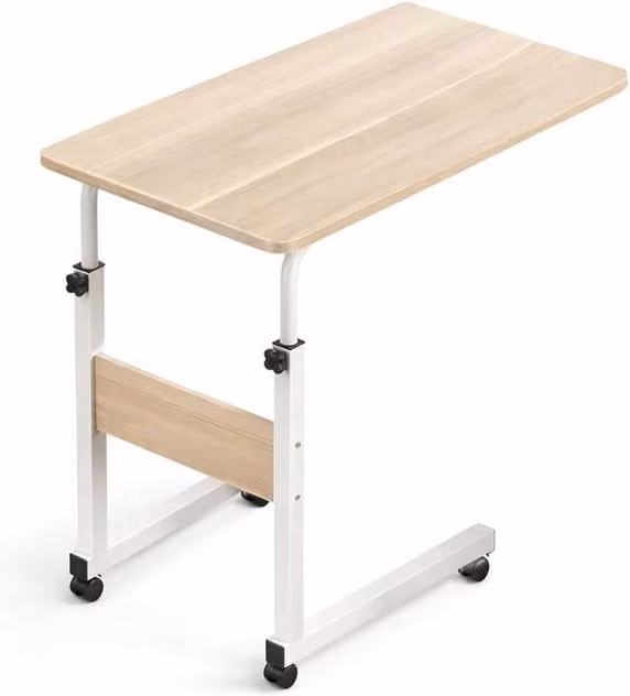 Paradise Beds Ltd Height-Adjustable C-Shaped Side Table in Beige, W/D/H: 40 x 40 x 60 cm – 1