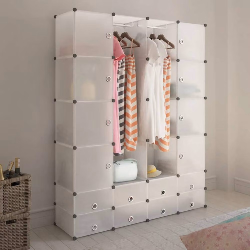 Berkfield Home Modular White Wall Mounted Cabinet with 18 Compartments, W/D/H: 146 x 37 x 180.5 cm – 2