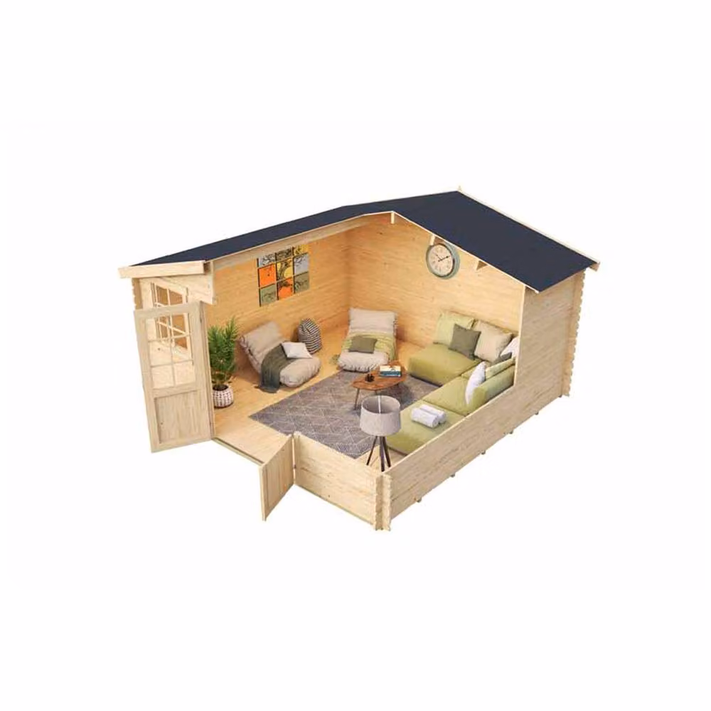Lasita Maja Ltd Wels 4 DT Log Cabin Garden Room and Home Office in Natural, L425.1 x W410 x H245.1 cm – 2
