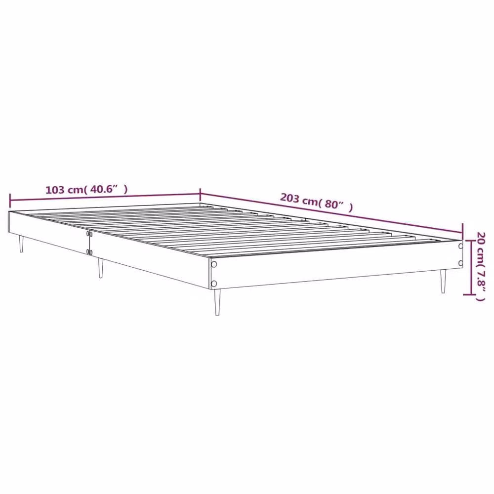 Berkfield Home Bed Frame in Smoked Oak Brown, W/D/H: 100 x 200 cm – 3