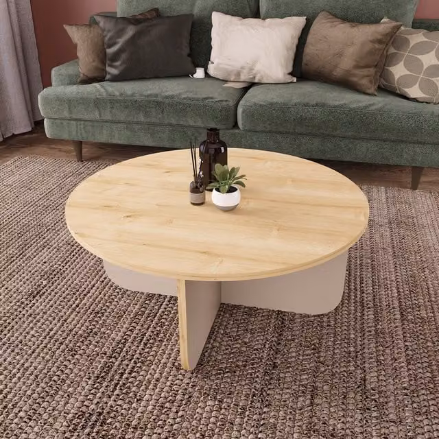 Bimossa Beca Round Coffee Table in Warm Oak and Grey