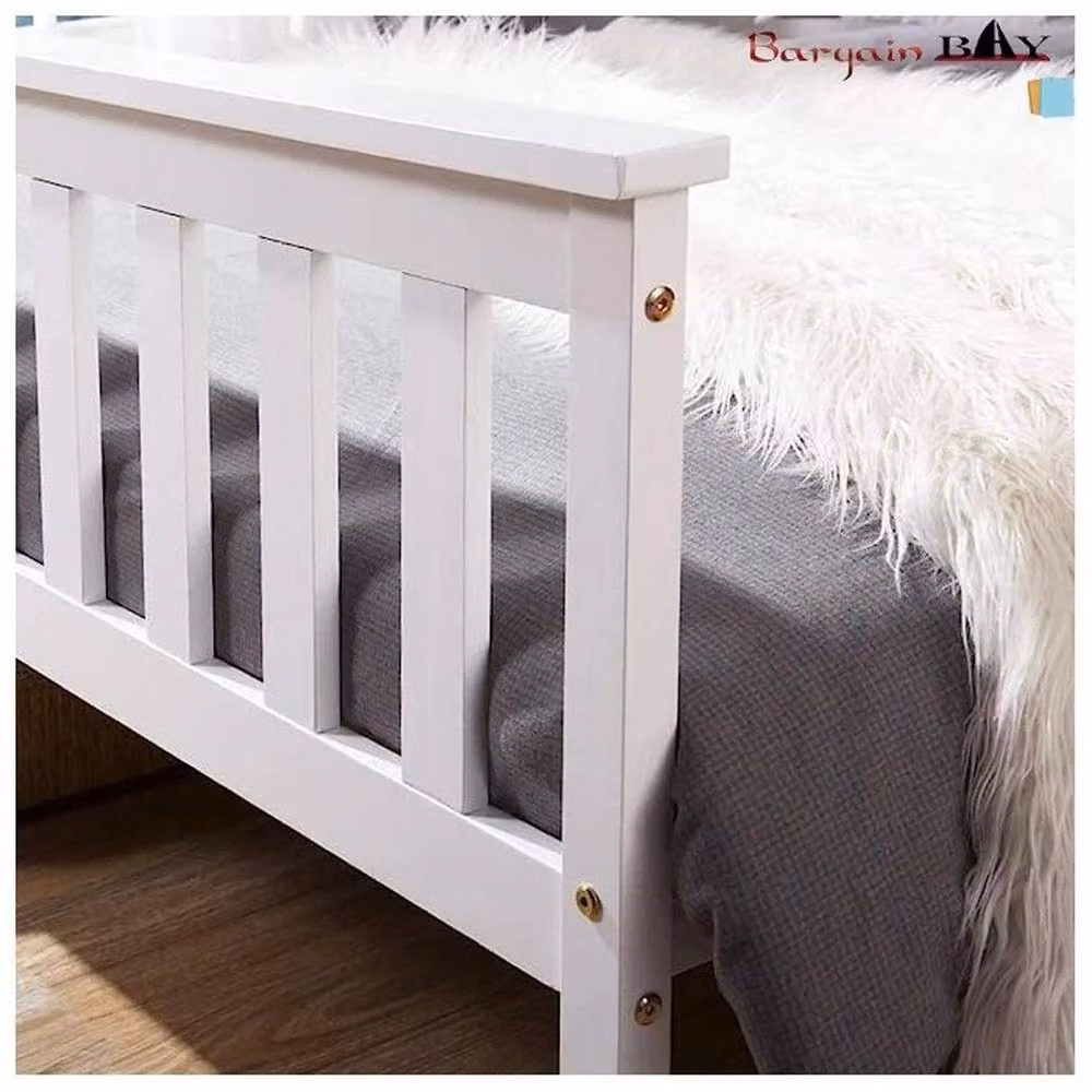 FLAVORA White Solid Pine Wooden Cot Bed Frame, W/D/H: 120 x 200 cm – 3