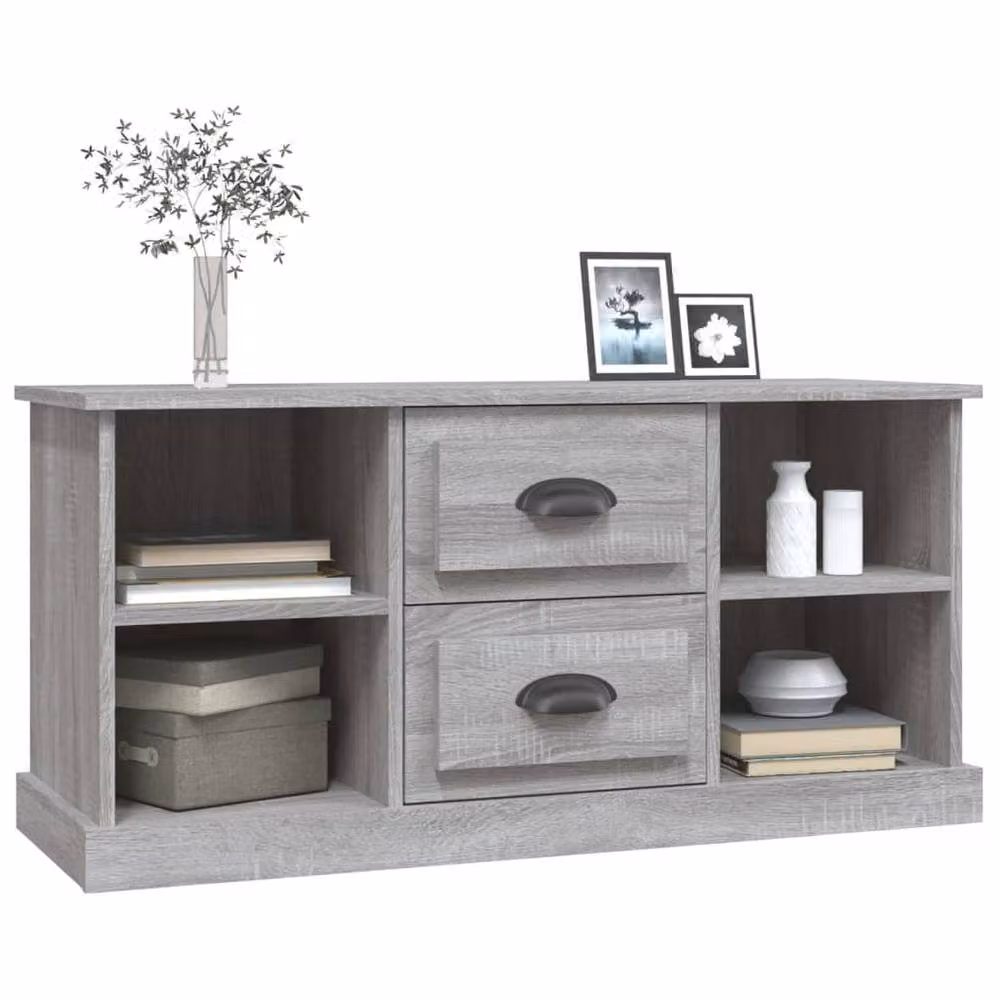 Berkfield Home Modern Grey Sonoma TV Cabinet, W: 99.5 cm, D: 35.5 cm, H: 48 cm – 3
