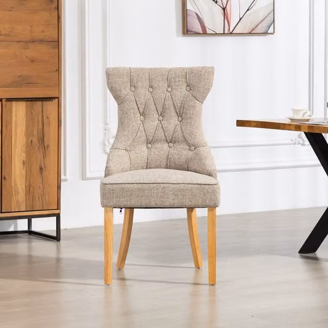 Artemis Home Tiana Modern Fabric Dining Chairs, Set of 2, Beige and Brown