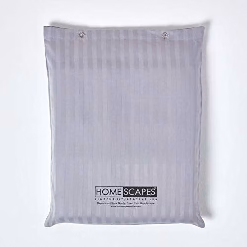HOMESCAPES Grey Pure Egyptian Cotton Flat Sheet, King Size, 330 Thread Count, Satin Stripe, W/D/H: 180 x 200 cm – 2