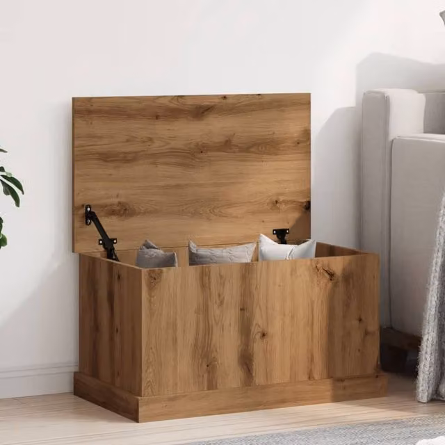 Berkfield Home Artisan Oak Storage Box in Brown, W/D/H: 70 x 40 x 38 cm