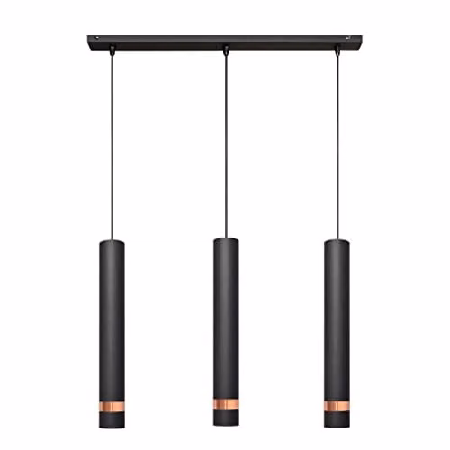 Netlighting Helam Tuba Straight Bar Pendant Ceiling Light in Black and Gold/Brass, W: 60 cm