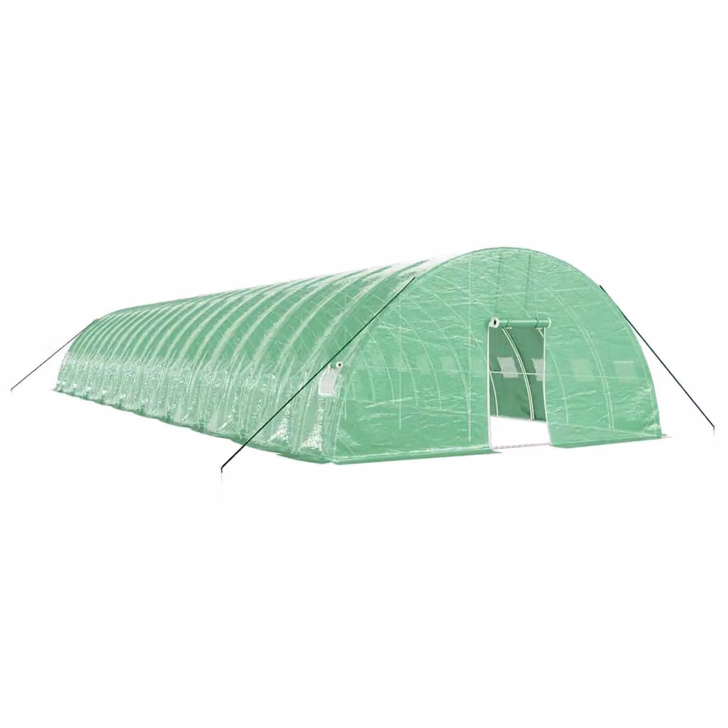 Berkfield Home Green Steel Frame Greenhouse with Plastic Windows, W/D/H: 12.0 x 6.0 x 2.85 m – 2