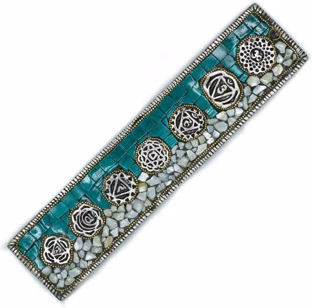 KDMD Seven Chakra Tibetan Geometric Ceramic Incense Holder in Green – 1