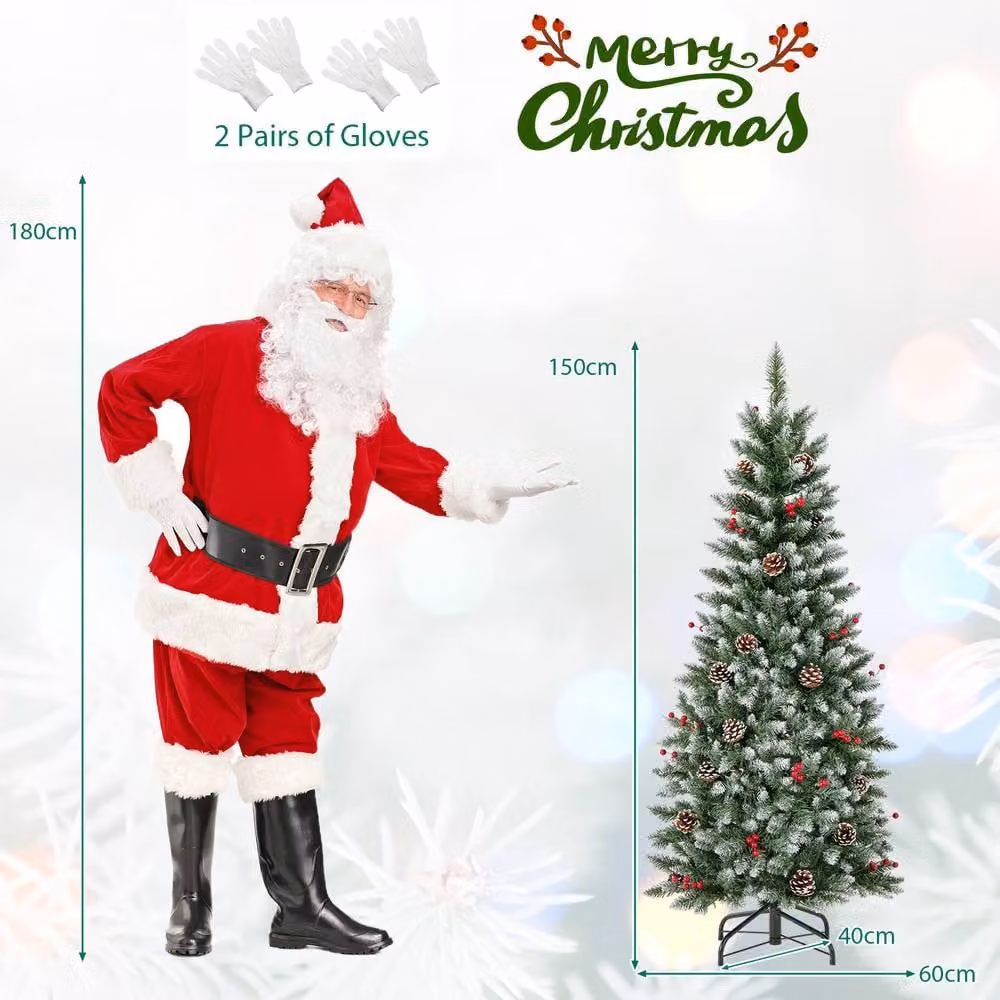 Costway 5 FT Green Artificial Hinged Christmas Tree with 408 Branch Tips – 1