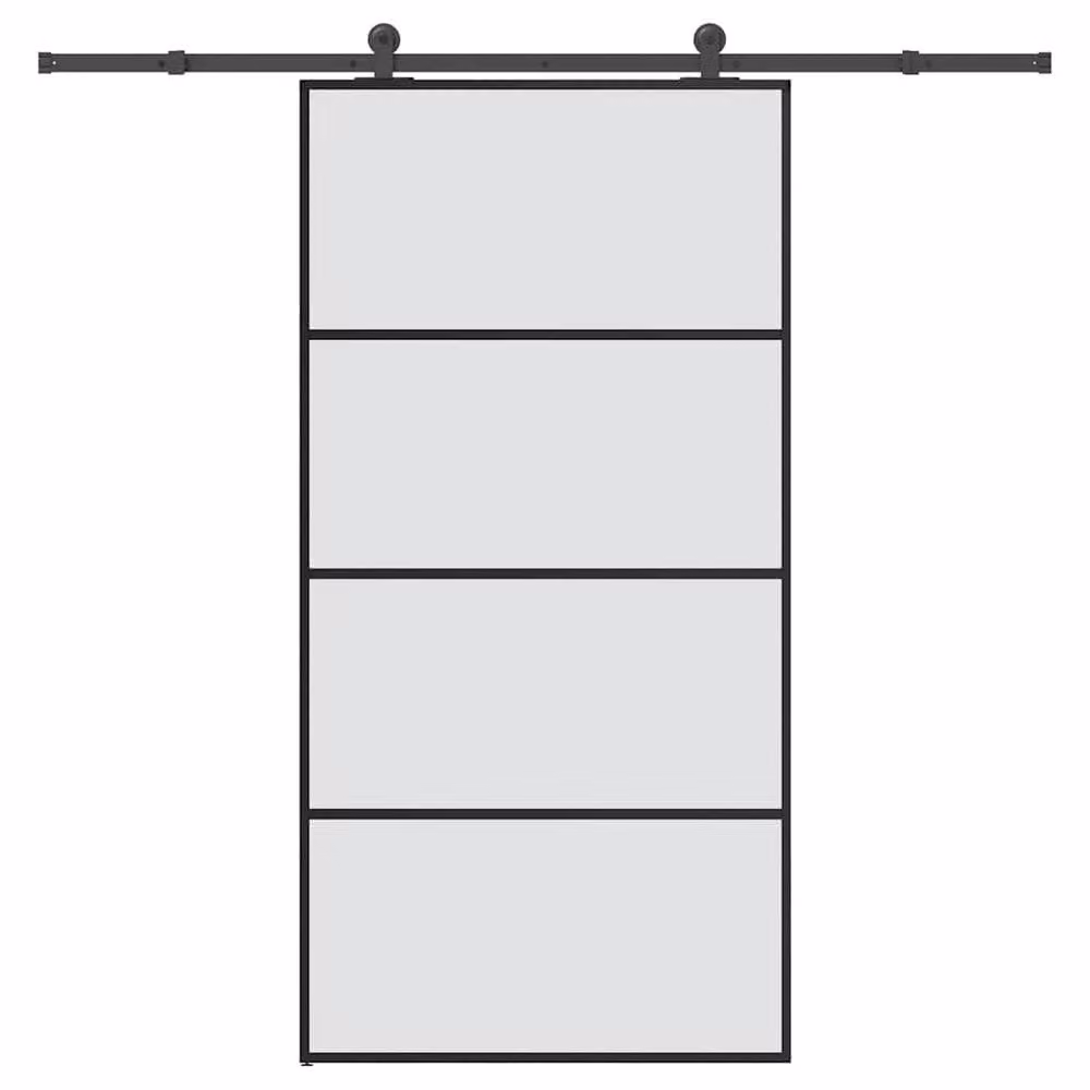 Berkfield Home Sliding Door with Hardware Set, Black ESG Glass and Aluminium, W: 102.5 cm, H: 205 cm – 2