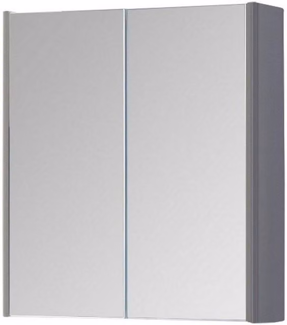 Clifton Basalt Grey 2 Door Wall Mounted Bathroom Mirror Cabinet with Soft Close Hinged Doors and Internal Shelves, Width: 60 cm – 1
