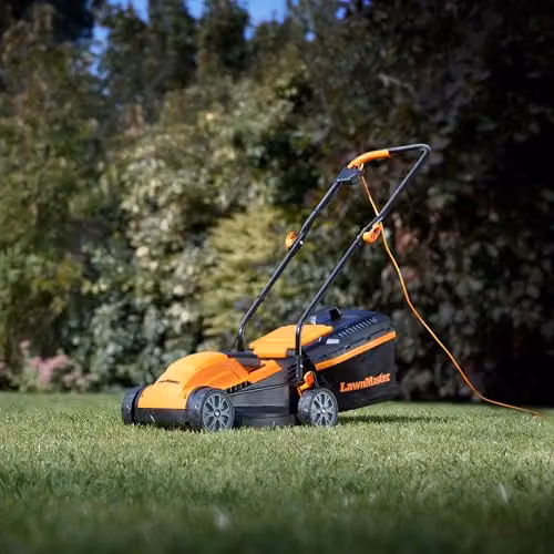 LawnMaster 1200W Electric Lawnmower with Rear Roller, Orange, 32cm Cutting Width – 3