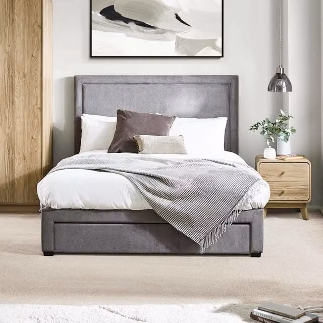 Julian Bowen Mayfair Upholstered Storage Bed with 4 Drawers in Grey, W: 180 cm x D: 200 cm