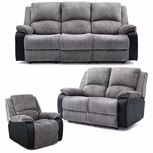 More4Homes Postana Manual Recliner Bonded Leather 1+2+3 Seater Sofa Set in Grey – 4