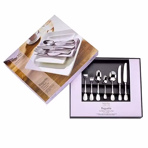 Arthur Price Classic Baguette 42 Piece Polished Silver Stainless Steel Cutlery Set with Case – 1