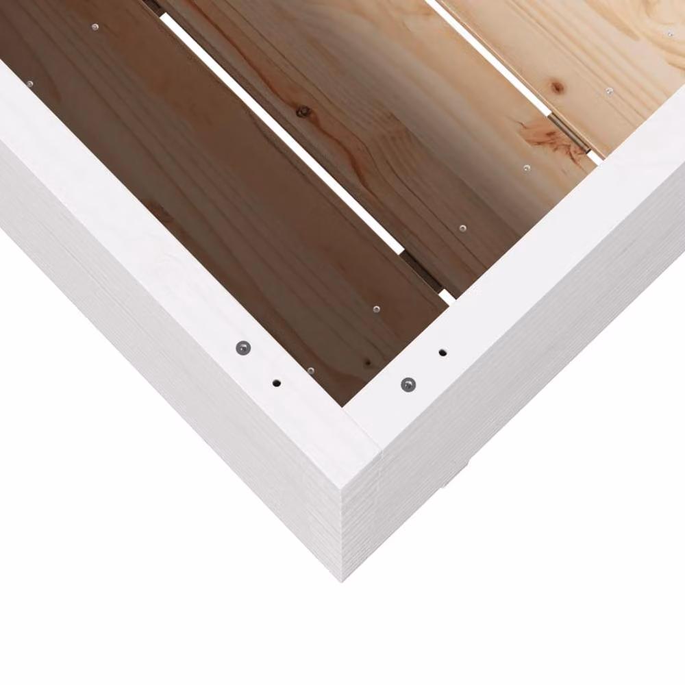 Berkfield Home Beautiful Garden Planter in White Solid Wood Pine, W/D/H: 90 x 60 x 72 cm – 2