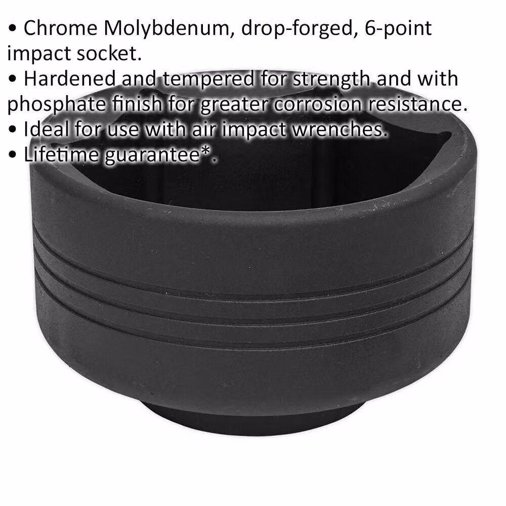 Loops 85mm Commercial 6 Point Impact Socket Bit, 1 inch Square Drive, Black, Drop Forged Steel – 2