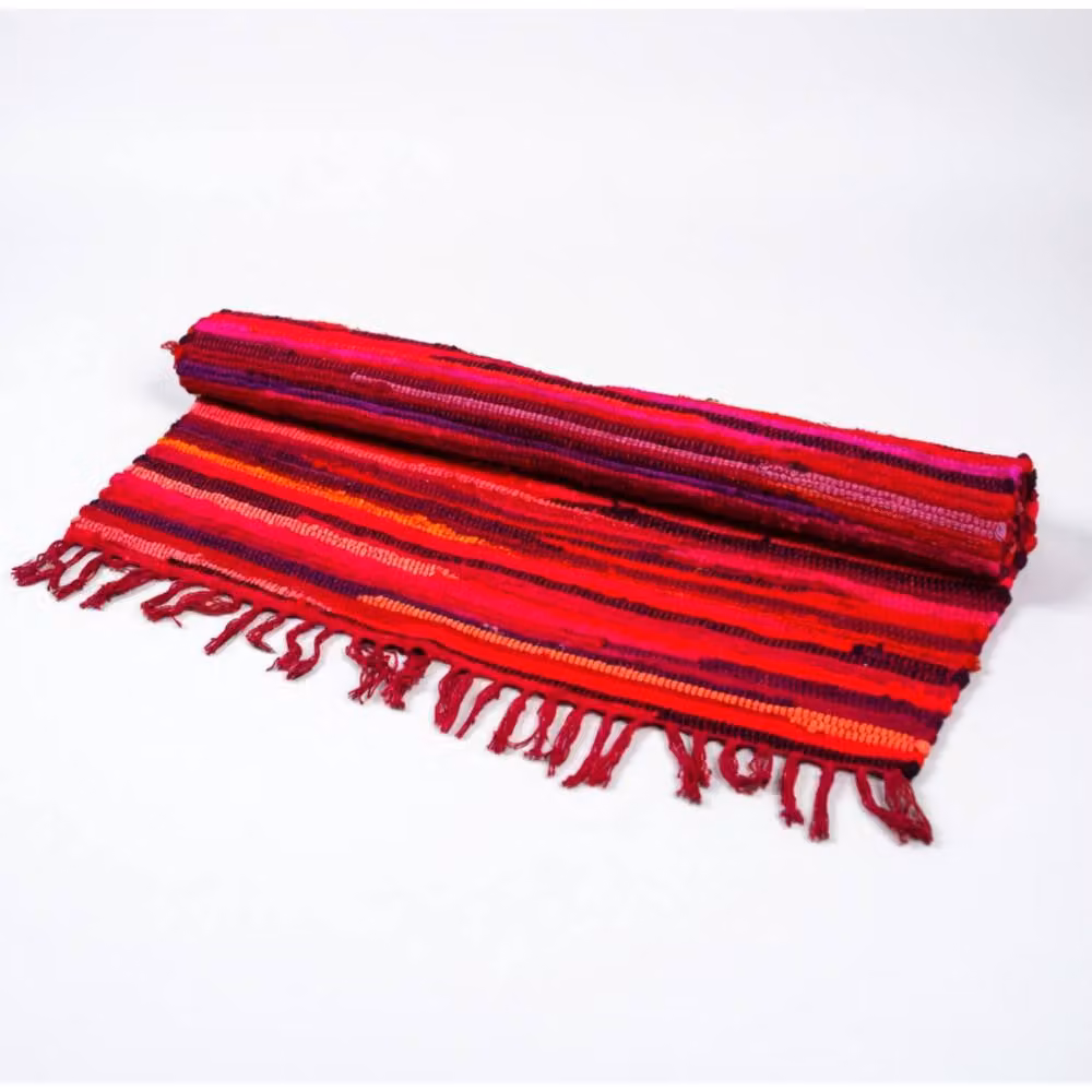 KDMD Pink Striped Boho Rag Rug, W: 150 cm, D: 90 cm – 4