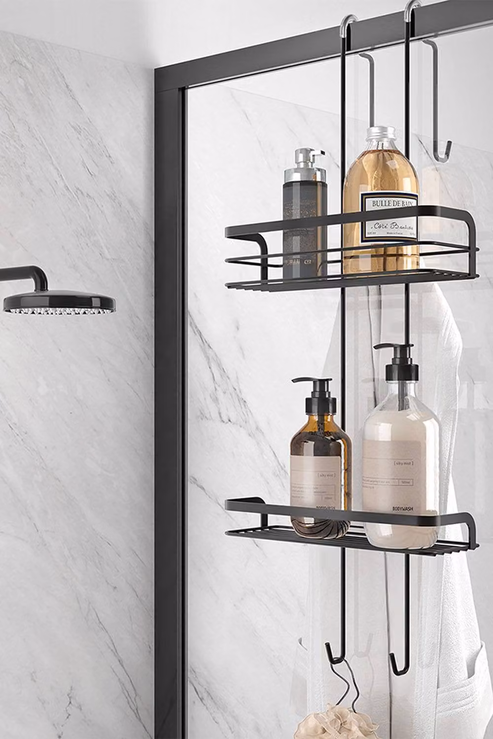 Metaltex Origin Luxy Hanging Bathroom Shower Butler Organizer in Black – 1