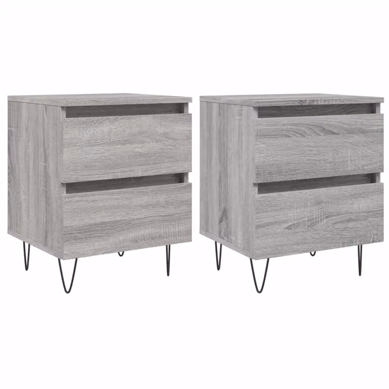 Berkfield Home Set of 2 Grey Sonoma Bedside Cabinets in Engineered Wood, W/D/H: 40 x 35 x 50 cm