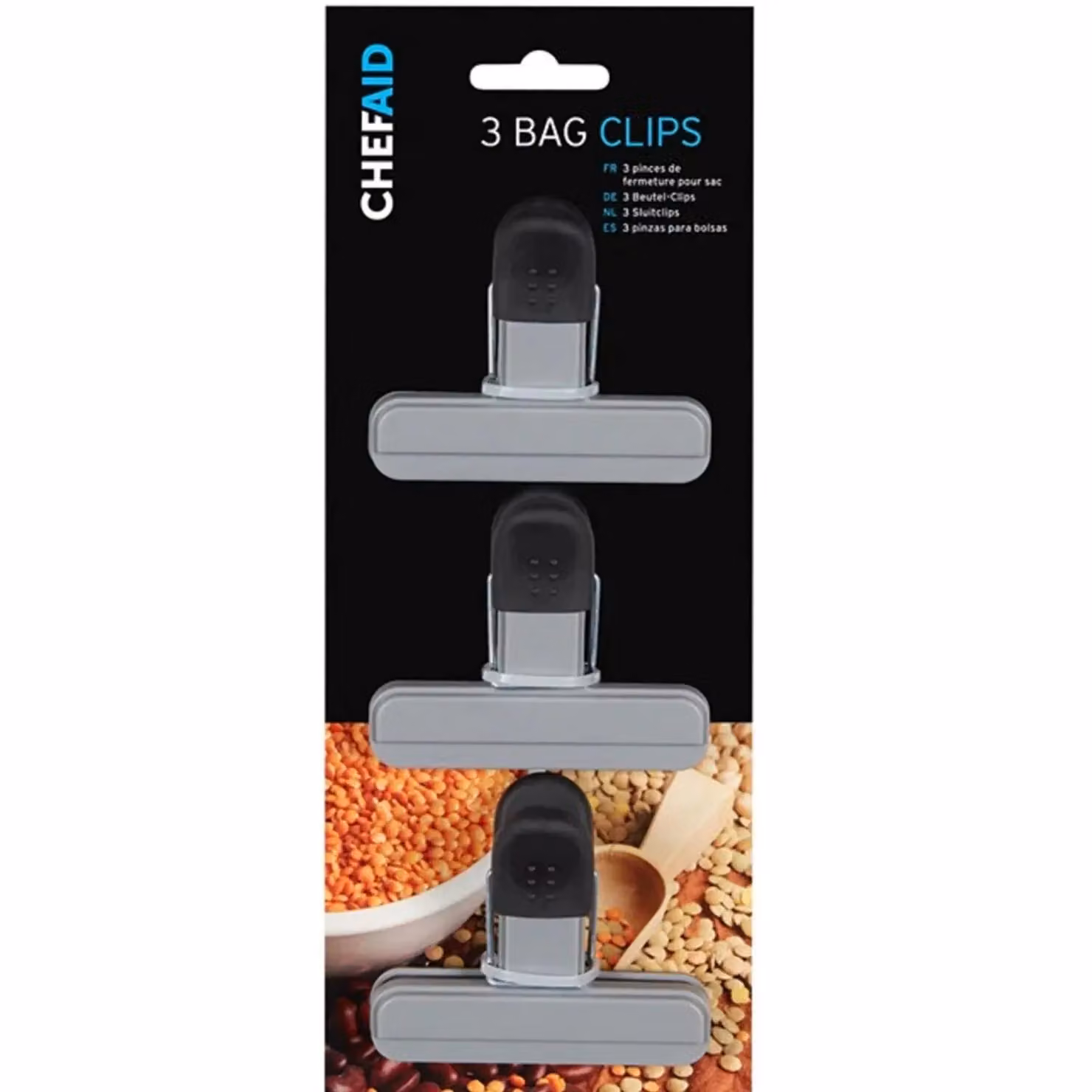 Chef Aid Bag Clips, 3 Pack, Multicolour and Grey Plastic – 2