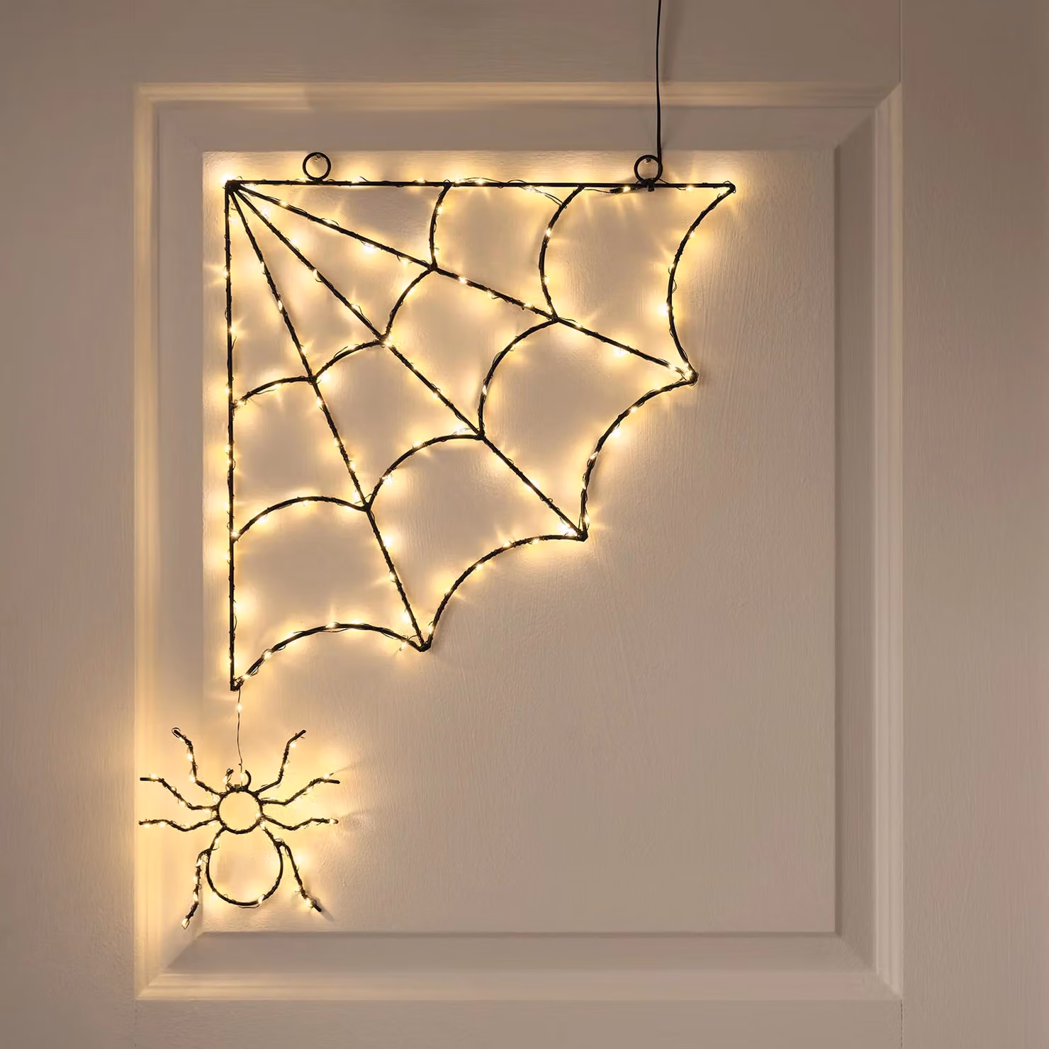 Black Spider Web LED Outdoor Halloween Window Light