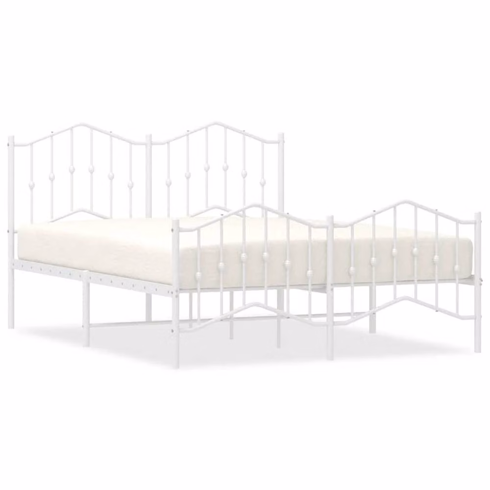 Berkfield Home Metal Bed Frame with Headboard and Footboard in White, W/D/H: 135 x 190 x 98 cm – 2