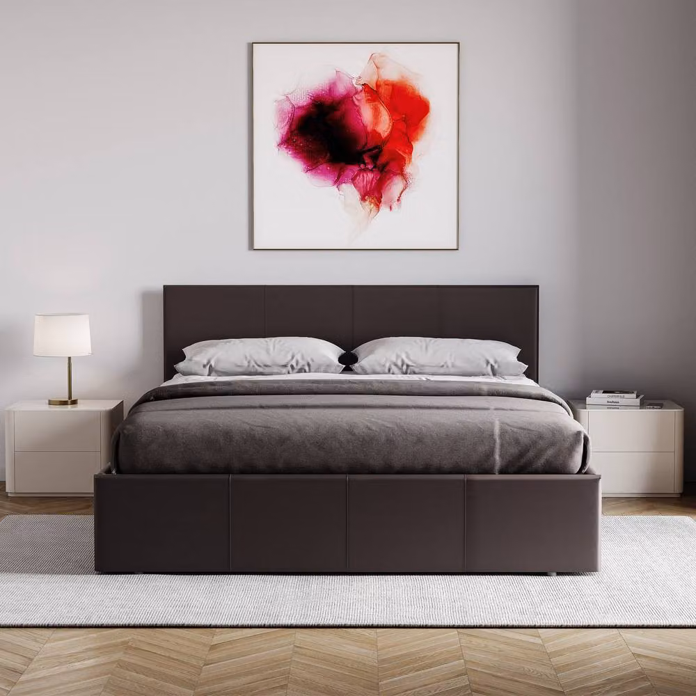 HD Designs Lisbon King Size Ottoman Bed Frame in Brown Synthetic Leather – 6
