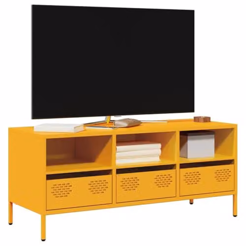 vidaXL Industrial TV Cabinet in Mustard Yellow, W/D/H: 101.5 x 39 x 43.5 cm – 2